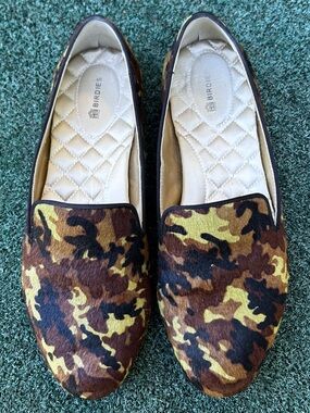 Birdies Starling Camo Calf Hair Slipper Loafer Green Black 10